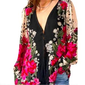 NEW FREE PEOPLE mikayla printed tunic in twilight combo